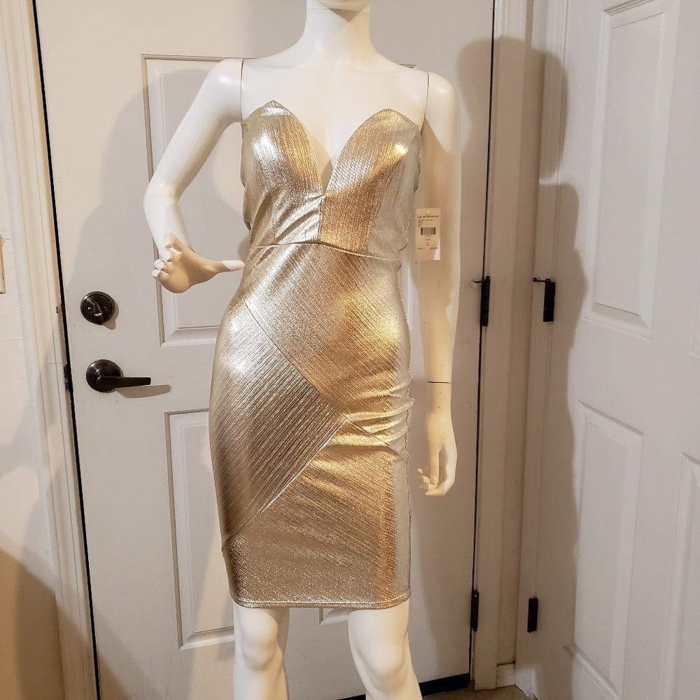 Fashion Nova Dress white gold size Large NWT
